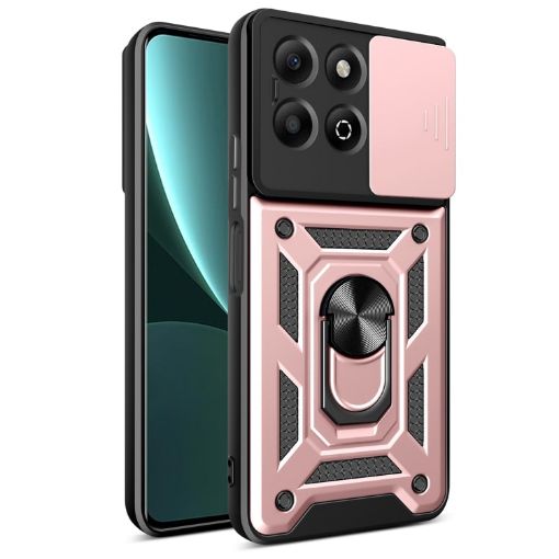 For Honor X6b 4G Rose Gold Sliding Camera Cover TPU+PC Phone Case - 1