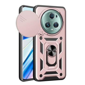 For Honor Magic5 Pro Rose Gold TPU+PC Phone Case with Sliding Cover - 1