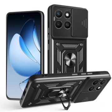 For Honor X8c 4G Phone Case - Black Sliding Camera Cover TPU+PC Design - 1