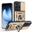 For Honor X8c 4G Gold Phone Case with Sliding Camera Cover TPU+PC Design - 1