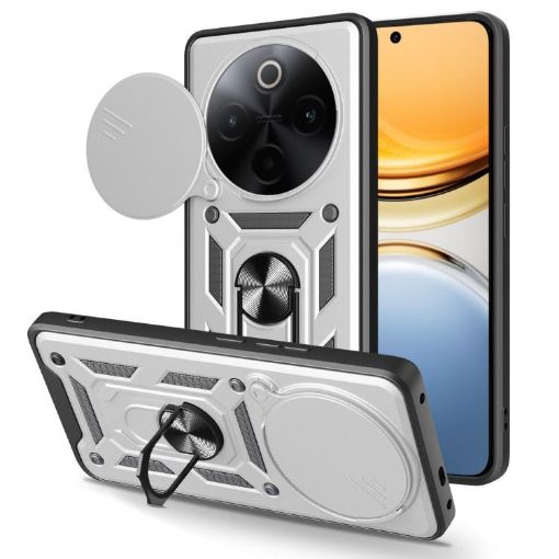 Vivo Y300 Pro Global Phone Case Silver - Sliding Camera Cover TPU+PC - 1
