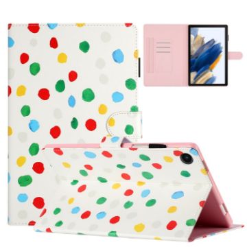 Samsung Galaxy Tab A8 10.5 2021 X200 Leather Case - White Colorful Dot - 1