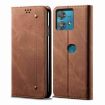 Motorola Edge 40 Neo Brown Denim Texture Flip Leather Phone Case - 1