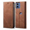 Motorola Moto G34 Brown Denim Texture Flip Leather Phone Case - 1