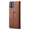 Motorola Moto G34 Brown Denim Texture Flip Leather Phone Case - 4