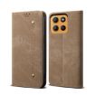 Moto G15 Khaki Denim Texture Flip Leather Case - For Motorola - 1