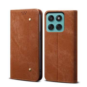 Motorola Edge 5G 2025 Brown Denim Texture Flip Leather Phone Case - 1