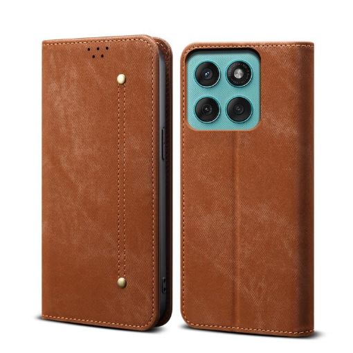 Motorola Edge 5G 2025 Brown Denim Texture Flip Leather Phone Case - 1
