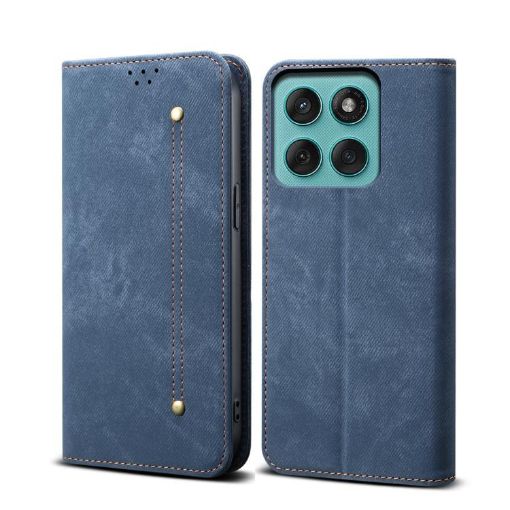 Moto G86 Power Denim Texture Flip Leather Case - Blue - 1