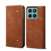 Moto G86 5G Brown Denim Texture Flip Leather Case - 1