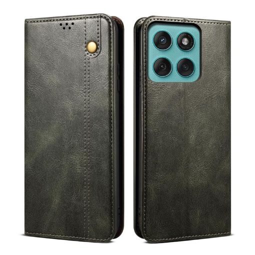 Moto G56 5G Green Leather Phone Case - Oil Wax Crazy Horse Texture - 1
