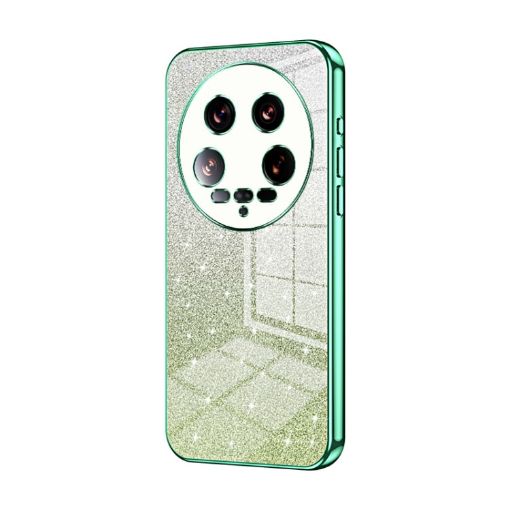 Xiaomi 14 Ultra Green Glitter Gradient Electroplated Phone Case - 1