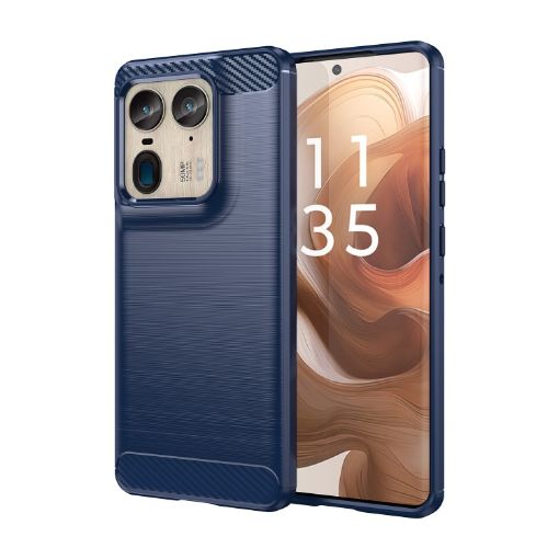 Motorola Moto X50 Ultra Blue Carbon Fiber TPU Phone Case - 1