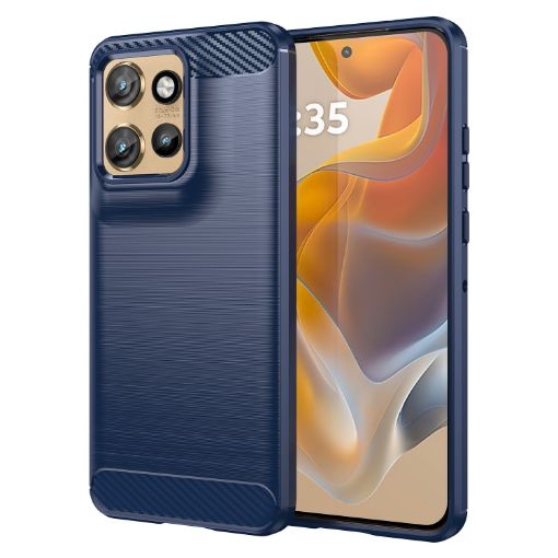 Moto S50 Carbon Fiber Brushed Texture TPU Case - Blue - 1