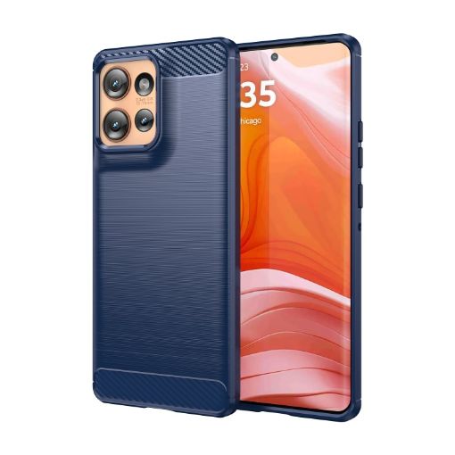 Motorola Edge 50 Blue Carbon Fiber Brushed Texture TPU Phone Case - 1