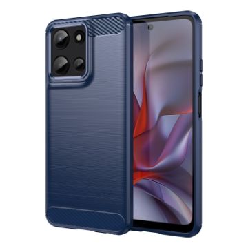 Moto G Play 2025 Blue Carbon Fiber Brushed TPU Phone Case - 1