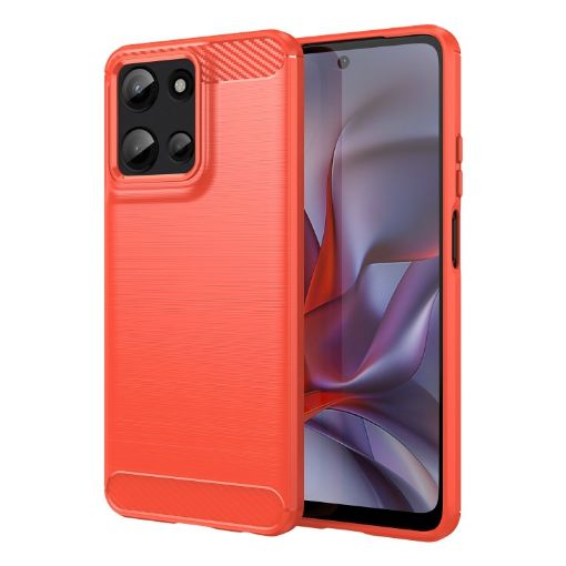 Moto G Play 2025 Red Carbon Fiber TPU Phone Case - 1