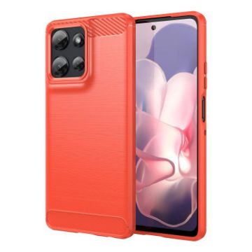 Moto G Power 2025 Red Carbon Fiber Brushed TPU Phone Case - 1