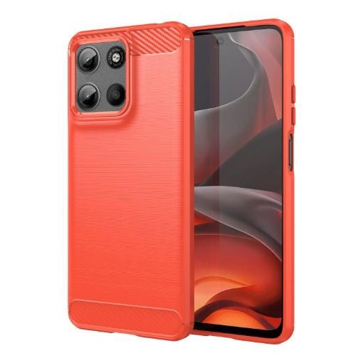 Motorola Moto G15 Red Carbon Fiber Brushed Texture TPU Phone Case - 1