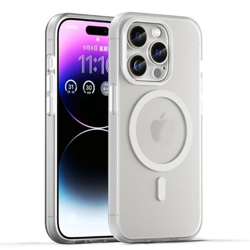 iPhone 14 Pro MagSafe Frosted Translucent TPU PC Case White Full Coverage - 1