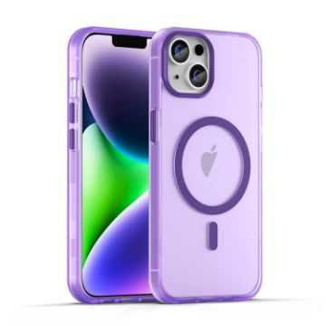iPhone 14 MagSafe Frosted Translucent TPU PC Case - Dark Purple - 1