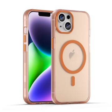 iPhone 14 Plus MagSafe Frosted Translucent TPU PC Case - Orange - 1