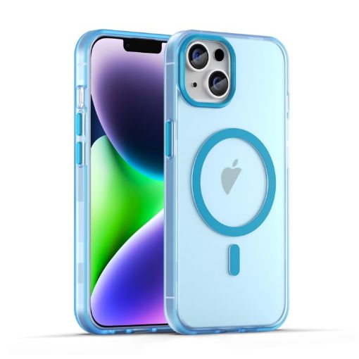 iPhone 15 MagSafe Frosted Translucent TPU PC Case - Blue Full Coverage - 1
