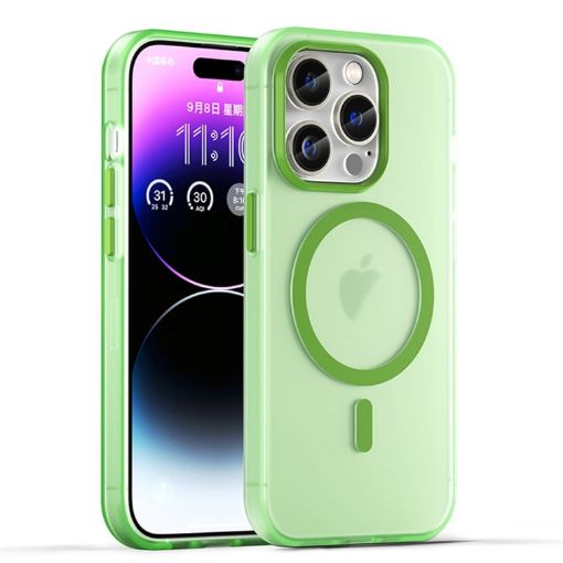 iPhone 15 Pro MagSafe Frosted Translucent Green TPU + PC Case - 1