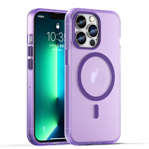 iPhone 13 Pro MagSafe Frosted Translucent TPU PC Case Dark Purple - 1