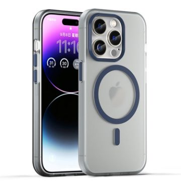 iPhone 16 Pro Max MagSafe Frosted Translucent TPU PC Case Dark Blue - 1