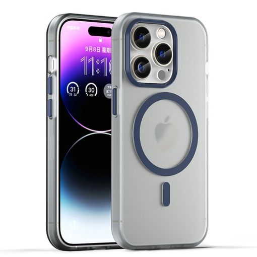 iPhone 16 Pro Max MagSafe Frosted Translucent TPU PC Case Dark Blue - 1