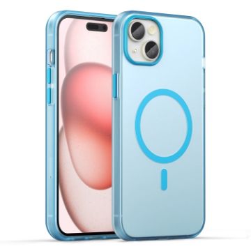 iPhone 15 Plus MagSafe Frosted Translucent TPU PC Case Blue - 1