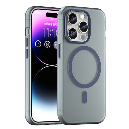 iPhone 14 Pro Max MagSafe Frosted TPU + PC Case Dark Blue Full Coverage - 1