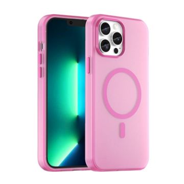 iPhone 13 Pro Max MagSafe Frosted Translucent Pink TPU PC Case - 1