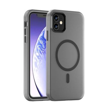 iPhone 12 MagSafe Frosted Translucent TPU PC Full Coverage Case Black - 1
