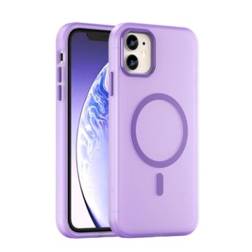 iPhone 12 MagSafe Frosted Translucent TPU PC Case Dark Purple - 1