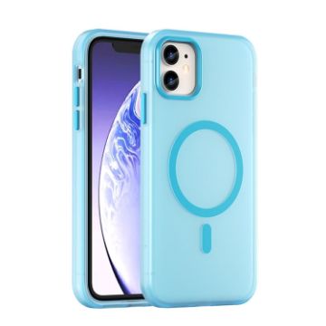 iPhone 12 MagSafe Frosted Translucent TPU PC Full Coverage Case Blue - 1