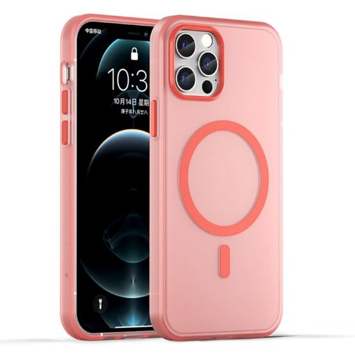 iPhone 12 Pro MagSafe Frosted Translucent Red TPU PC Phone Case - 1