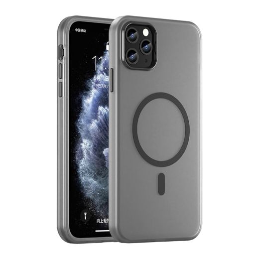 iPhone 11 Pro Max MagSafe Frosted Translucent TPU PC Case Black - 1