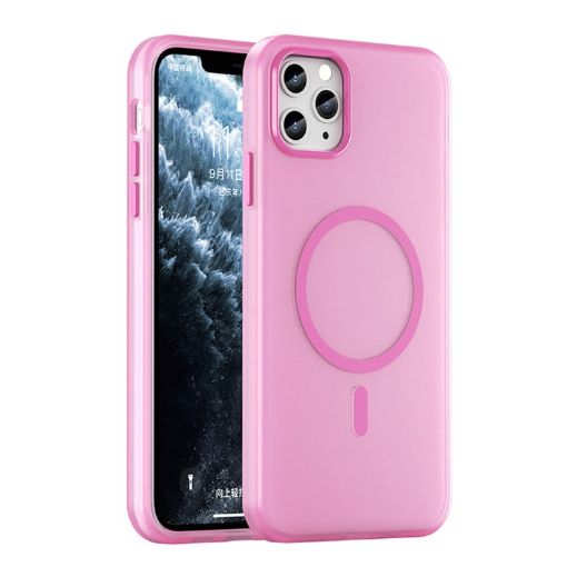 iPhone 11 Pro Max MagSafe Frosted Translucent Pink TPU PC Case - 1
