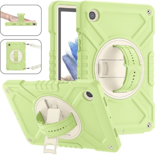 Samsung Galaxy Tab A8 X200 Hybrid Silicone Case with Strap - Yellow/Green/White - 1