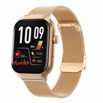 Gold Milanese Steel Strap Smart Watch, Bluetooth Call, Heart Rate & Blood Sugar - 1