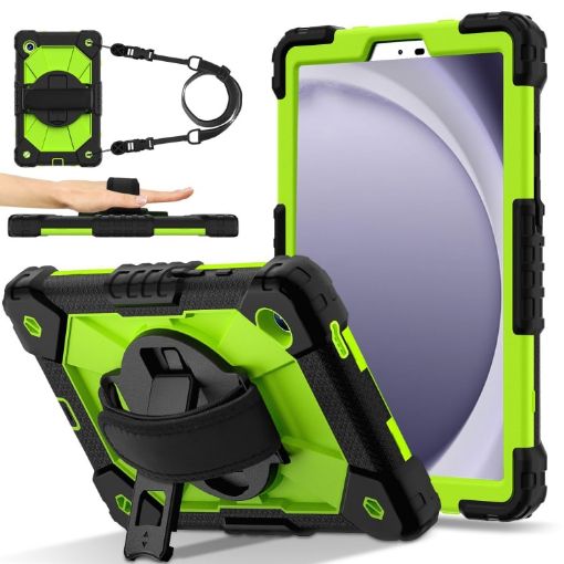 Samsung Galaxy Tab A9 X115 Silicone Hybrid PC Case - Black Yellow Green - 1
