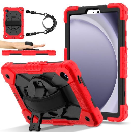 Samsung Galaxy Tab A9 X115 Red Black Silicone Hybrid Tablet Case - 1