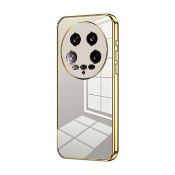Xiaomi 14 Ultra Gold Transparent Plating Fine Hole Phone Case - 1