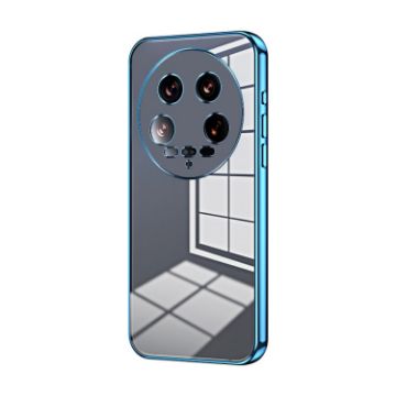 Xiaomi 14 Ultra Blue Transparent Plating Fine Hole Phone Case - 1