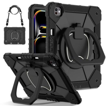 iPad Pro 13 2024 Black Contrast Color Robot Silicone Hybrid Case - 1