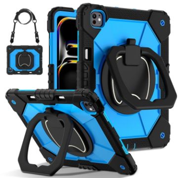 iPad Pro 13 2024 Black Blue Robot Silicone Hybrid Tablet Case - 1