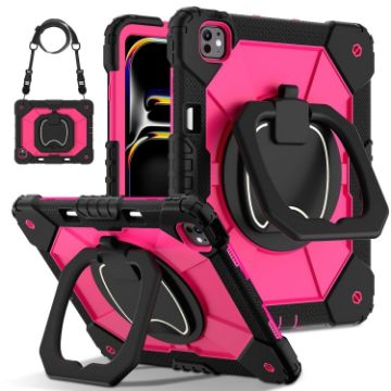 iPad Pro 13 2024 Black Rose Red Robot Silicone Hybrid Case - 1