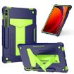 Samsung Galaxy Tab S9 FE+/S9+ T Holder Silicone Hybrid Case Navy/Yellow/Green - 1